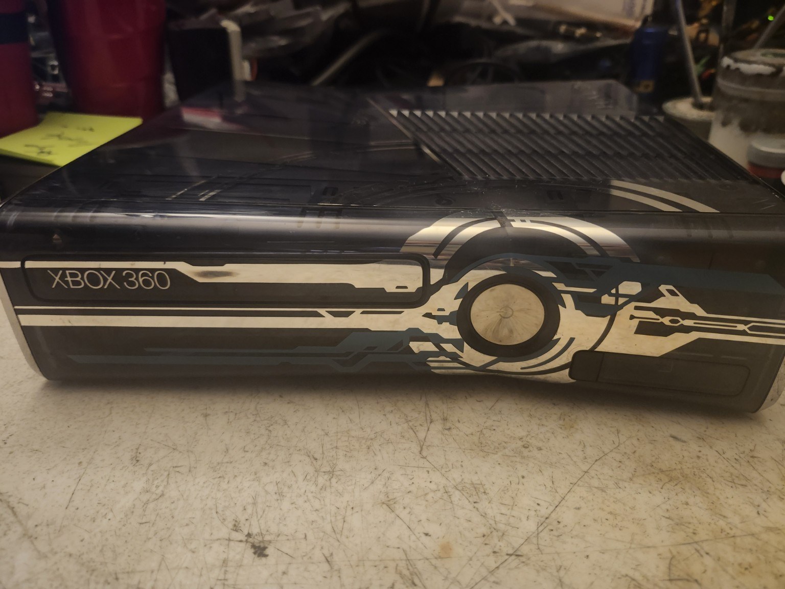 Actual Xbox 360 Halo 4 console front faceplate view
