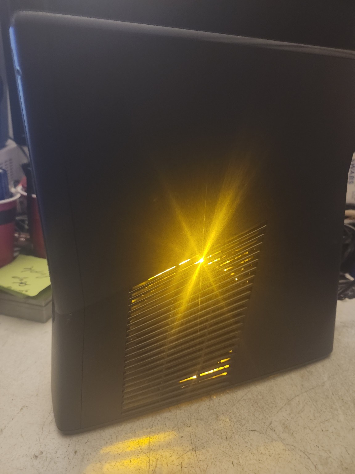 Xbox 360 Slim yellow gold LED custom build build photo 6