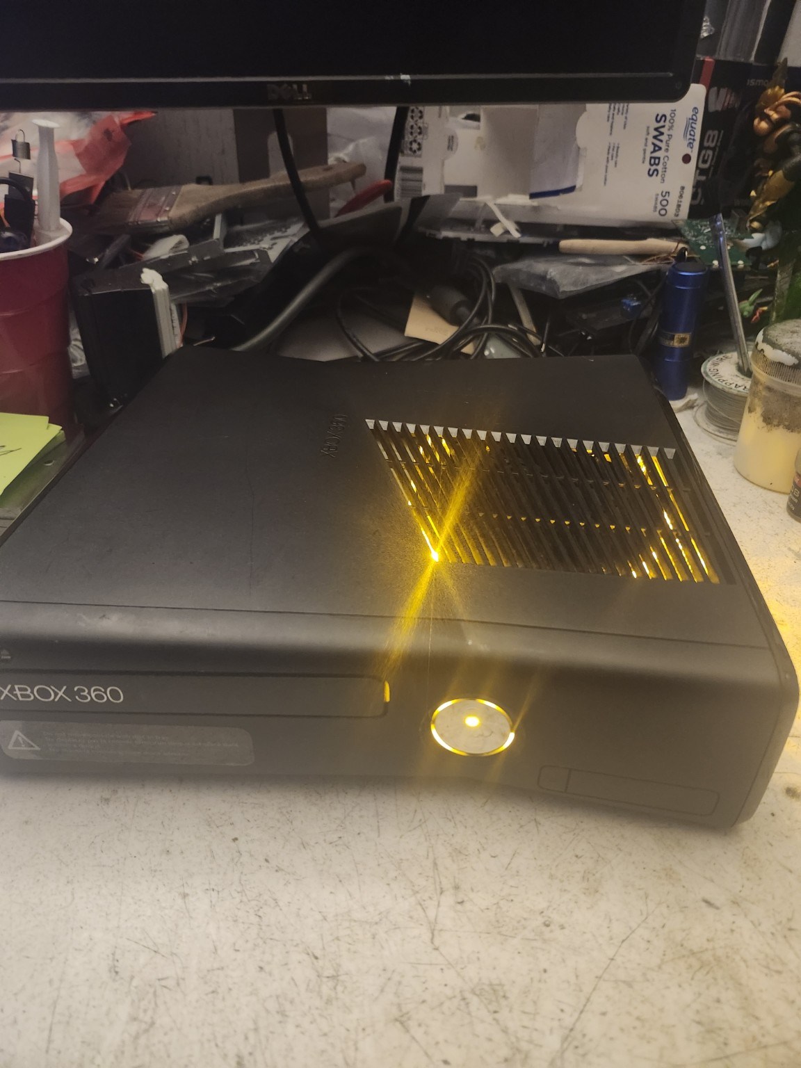 Xbox 360 Slim yellow gold LED custom build build photo 8