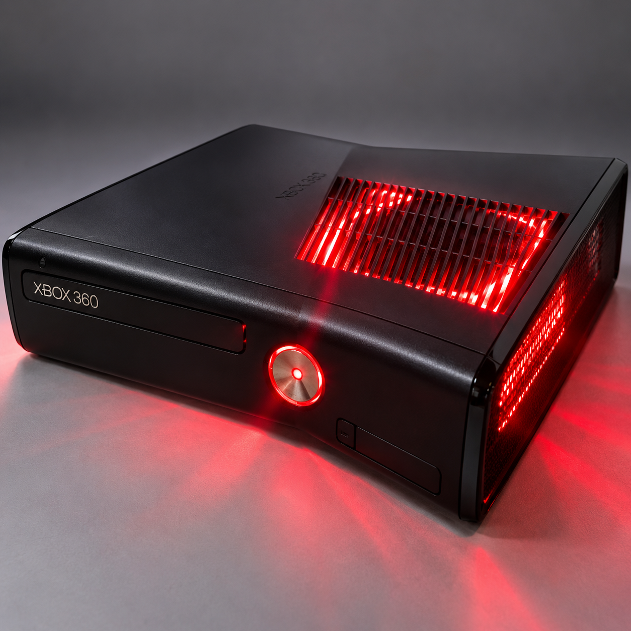 Xbox 360 Slim 4TB storage console with red lighting